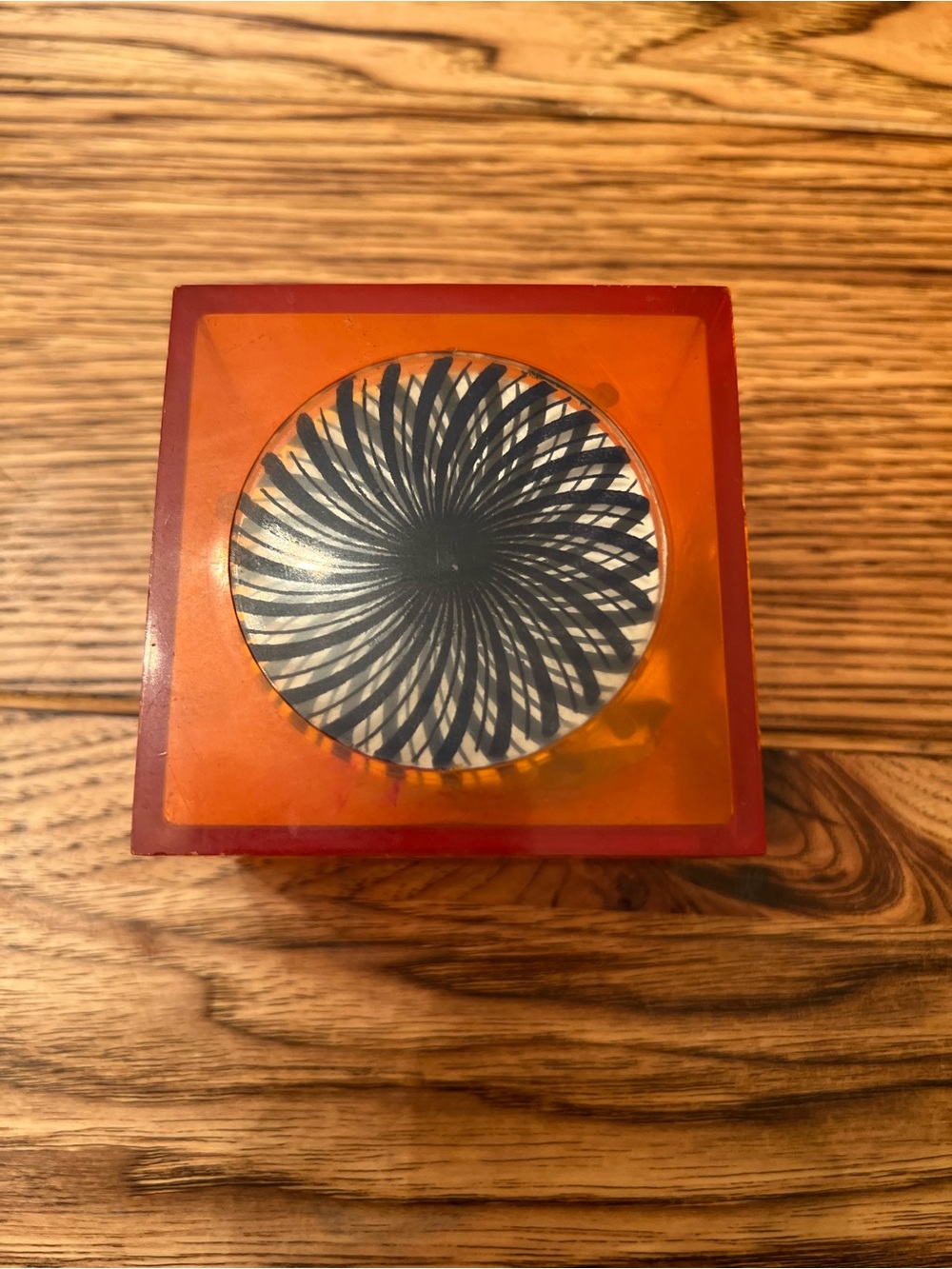 Vintage Japan Orange Kaleidoscope Psychedelic Music Box  WORKS
